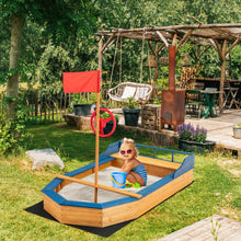 Load image into Gallery viewer, Kids&#39; Pirate Boat Sandbox with Flag and Rudder
