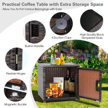 Load image into Gallery viewer, 3 Pieces Patio Wicker Furniture Set with Storage Table and Protective Cover-Off White
