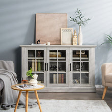 Load image into Gallery viewer, Farmhouse Buffet Cabinet with 3 Tempered Glass Doors-Gray
