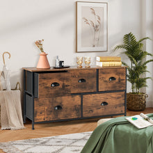 Load image into Gallery viewer, Dresser Organizer with 5 Drawers and Wooden Top-Rustic Brown
