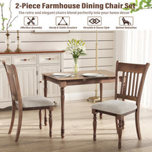 Load image into Gallery viewer, 2 Pieces Vintage Wooden Upholstered Dining Chair Set with Padded Cushion
