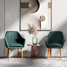 Load image into Gallery viewer, Set of 2 Upholstered Dining Chairs with Soft Padded Cushion-Green
