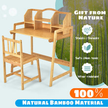 Load image into Gallery viewer, Bamboo Kids Study Desk and Chair Set with Bookshelf
