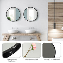 Load image into Gallery viewer, 16-inch Round Wall Mirror with Aluminum Alloy Frame-Black
