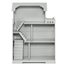 Load image into Gallery viewer, Kids Wooden Dollhouse Bookshelf with Anti-Tip Design and Storage Space-Gray
