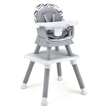 Load image into Gallery viewer, 6-in-1 Convertible Baby High Chair with Adjustable Removable Tray-Gray &amp; White
