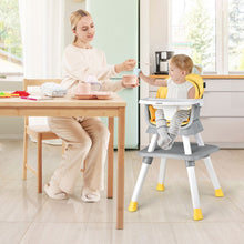 Load image into Gallery viewer, 6-in-1 Convertible Baby High Chair with Adjustable Removable Tray-Yellow
