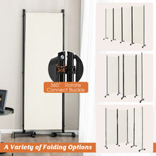 Load image into Gallery viewer, 4-Panel Folding Room Divider 6 Feet Rolling Privacy Screen with Lockable Wheels-White
