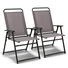Load image into Gallery viewer, Set of 2 Outdoor Folding Sling Chairs with Armrest and Backrest-Gray
