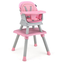 Load image into Gallery viewer, 6-in-1 Convertible Baby High Chair with Adjustable Removable Tray-Pink
