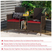 Load image into Gallery viewer, Patio Rattan Wicker Conversation Set Sofa Cushioned Loveseat Glass Table-Red
