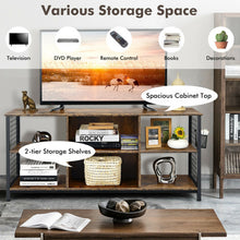 Load image into Gallery viewer, Industrial TV Stand with Storage Basket for TVs up to 65 Inches-Rustic Brown
