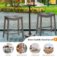 Load image into Gallery viewer, Set of 2 Saddle Bar Stools with Rubber Wood Legs

