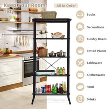 Load image into Gallery viewer, Industrial 5-Layer Bookshelf with Out-Stretched Legs-Rustic Brown
