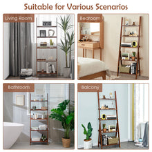 Load image into Gallery viewer, 5-Tier Bamboo Ladder Shelf for Home Use-Brown
