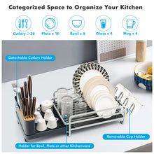 Load image into Gallery viewer, Aluminum Expandable Dish Drying Rack with Drainboard and Rotatable Drainage Spout
