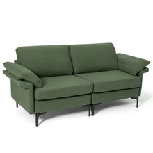 Load image into Gallery viewer, Modern Fabric Loveseat Sofa for with Metal Legs and Armrest Pillows-Army Green

