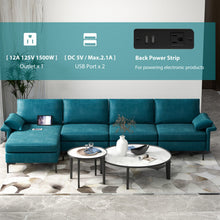 Load image into Gallery viewer, Extra Large L-shaped Sectional Sofa with Reversible Chaise and 2 USB Ports for 4-5 People-Peacock Blue
