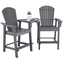 Load image into Gallery viewer, 2 Pieces HDPE Tall Adirondack Chair with Middle Connecting Tray-Gray
