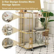 Load image into Gallery viewer, Gold Rolling Bar Cart with Sturdy Steel Frame
