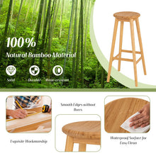 Load image into Gallery viewer, Set of 2 Bamboo Backless Pub Barstools with Round Seat and Footrest-Natural
