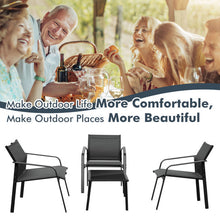 Load image into Gallery viewer, 4 Pieces Patio Furniture Set with Armrest Loveseat Sofas and Glass Table Deck-Black

