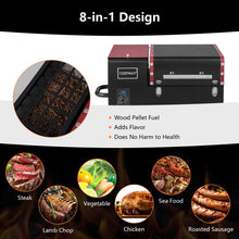 Load image into Gallery viewer, Movable Pellet Grill and Smoker with Temperature Probe-Black
