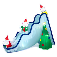 Load image into Gallery viewer, 9 Feet Inflatable Polar Bear Slide Scene Decoration with LED Lights
