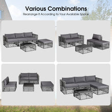 Load image into Gallery viewer, 5 Pieces Patio PE Rattan Wicker Sofa Furniture Set-Gray
