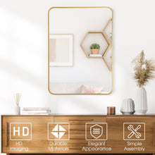 Load image into Gallery viewer, Metal Framed Bathroom Mirror with Rounded Corners-Golden
