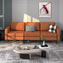Load image into Gallery viewer, 3-Seat Sectional Sofa Couch with Armrest Magazine Pocket and Metal Leg-Orange
