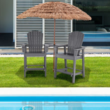 Load image into Gallery viewer, 2 Pieces HDPE Tall Adirondack Chair with Middle Connecting Tray-Gray
