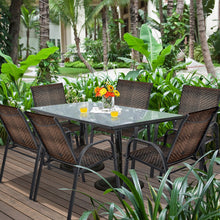 Load image into Gallery viewer, Set of 6 Outdoor PE Wicker Stackable Chairs with Sturdy Steel Frame-Brown
