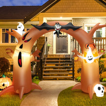 Load image into Gallery viewer, 8 Feet Tall Halloween Inflatable Dead Tree Archway Decor with Bat Ghosts and LED Lights
