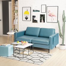 Load image into Gallery viewer, Modern Loveseat Sofa Couch with Side Storage Pocket and Sponged Padded Seat Cushions-Blue
