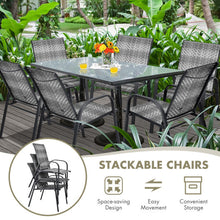 Load image into Gallery viewer, Set of 6 Outdoor PE Wicker Stackable Chairs with Sturdy Steel Frame-Gray
