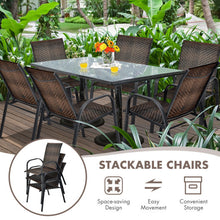 Load image into Gallery viewer, Set of 6 Outdoor PE Wicker Stackable Chairs with Sturdy Steel Frame-Brown

