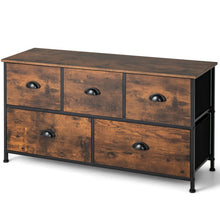 Load image into Gallery viewer, Dresser Organizer with 5 Drawers and Wooden Top-Rustic Brown
