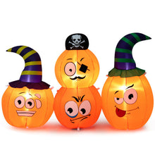 Load image into Gallery viewer, 5 Feet Long Halloween Inflatable Decoration 4 Pumpkin Lanterns Combo with Pirate
