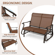 Load image into Gallery viewer, 2-Person Patio Glider Bench with High Back and Curved Armrests-Brown
