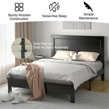 Load image into Gallery viewer, Queen Size Bed Frame Platform Slat High Headboard Bedroom with Rubber Wood Leg-Black
