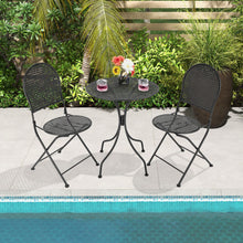 Load image into Gallery viewer, 3 Pieces Patio Bistro Set Outdoor Conversation Furniture Table and Folding Chair
