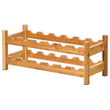 Load image into Gallery viewer, 2-Tier 12 Bottles Bamboo Storage Shelf  Wine Rack-Natural

