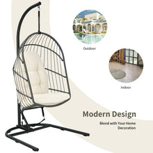 Load image into Gallery viewer, Hanging Wicker Egg Chair with Stand -Beige
