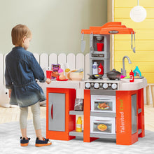 Load image into Gallery viewer, 67 Pieces Play Kitchen Set for Kids with Food and Realistic Lights and Sounds-Orange
