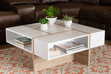 Load image into Gallery viewer, Baxton Studio Rasa Modern and Contemporary Two-Tone White and Oak Finished Wood Coffee Table
