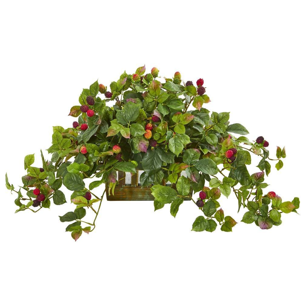 Deluxe Raspberry Artificial Plant in Decorative Planter