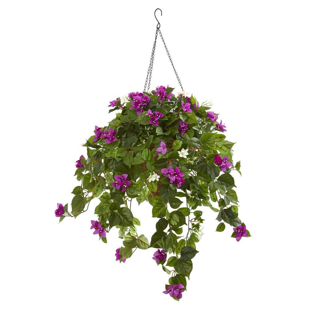 3'Mixed Stephanotis and Bougainvillea Artificial Plant in Hanging Cone