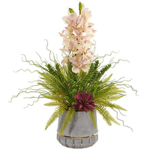 Load image into Gallery viewer, Cymbidium Orchid, Succulent and Grass Artificial Arrangement
