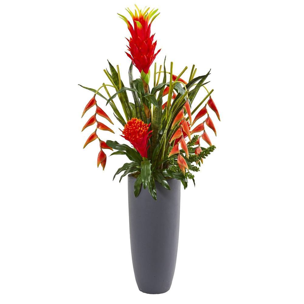 3.5'Tropical Flowers and Succulent Artificial Plant in Planter